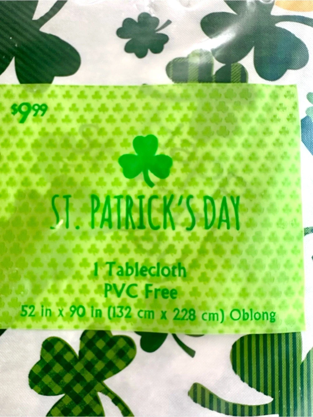 St. Patrick Green and Gold Shamrock Tablecloth by St. Patrick